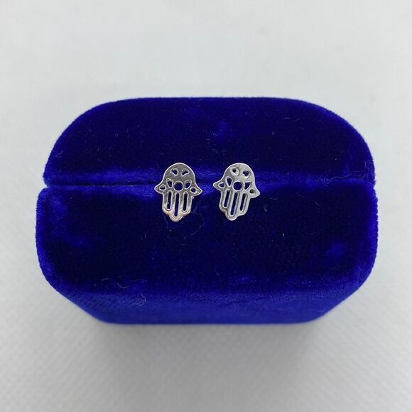 💛 925 Hamsa Hand Earrings - Picture 1 of 2